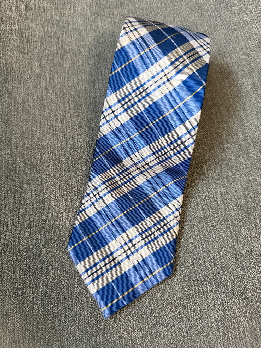 Jos. A. Bank Blue and Silver Plaid Men's Tie 100% Silk